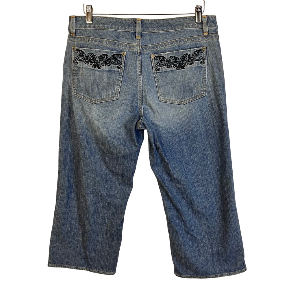 White House Black Market Denim Capri Jeans Embellished Pockets Size 10 (N724) - Picture 3 of 7